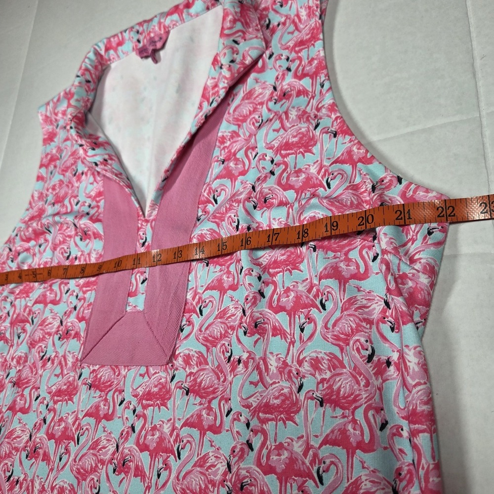 Simply Southern XXL Pink Blue Flamingo Animal Print VNeck Sleeveless Tunic Dress - Picture 7 of 10